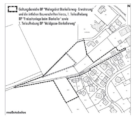  Maßstabsloser Lageplan Wohngebiet Bierkeller-Erweiterung - Klick vergrößert Bild 