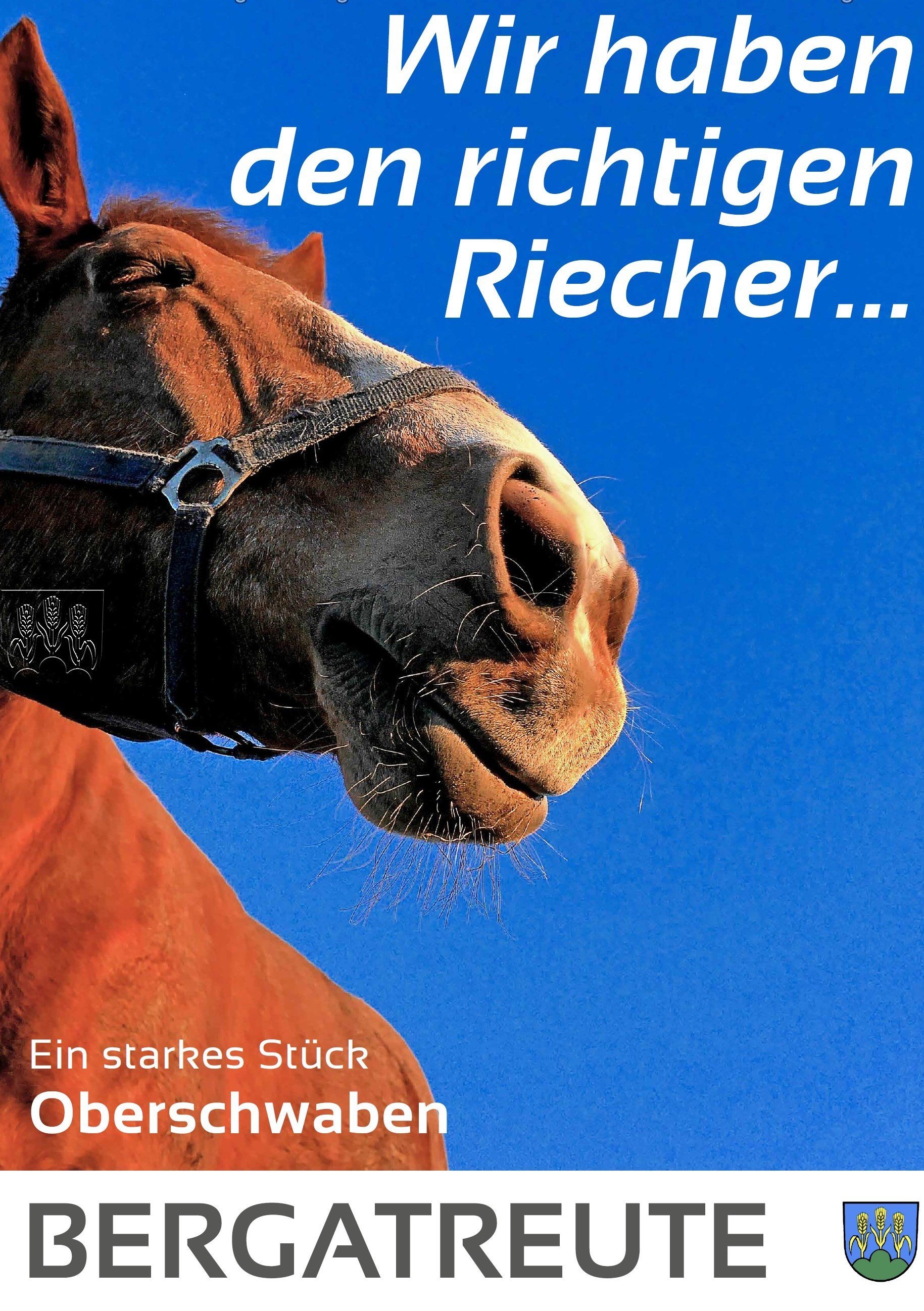  Plakat mit Pferdekopf und Titel: Wir haben den richtigen Riecher... 